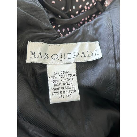 Vintage Y2K 90s Black Pink Strapless Prom Dress S 2 3 4 Whimsigoth Dark Fairy - Picture 9 of 9